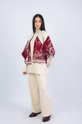 Relief Set  -Beige & Winered
